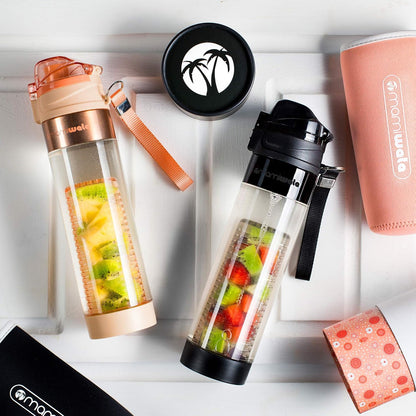 MAMI WATA Fruit Infuser Water Bottle – 24 oz – Tritan Plastic - Unique Stylish Design – Fruit Infused Water recipes eBook & Insulating sleeve – Beautiful Gift Box