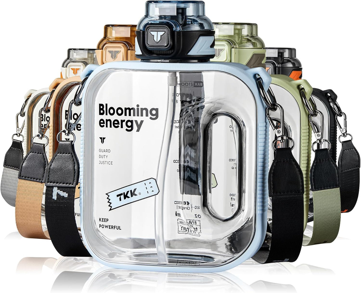 TKK Half Gallon Water Bottle Jug with Straw Large Capacity Plastic Water Bottle Dishwasher Safe 1/2 Gallon 50 Oz Water Bottle Jug BPA Free Tritan for Gym Yoga Travel Camping Outdoor