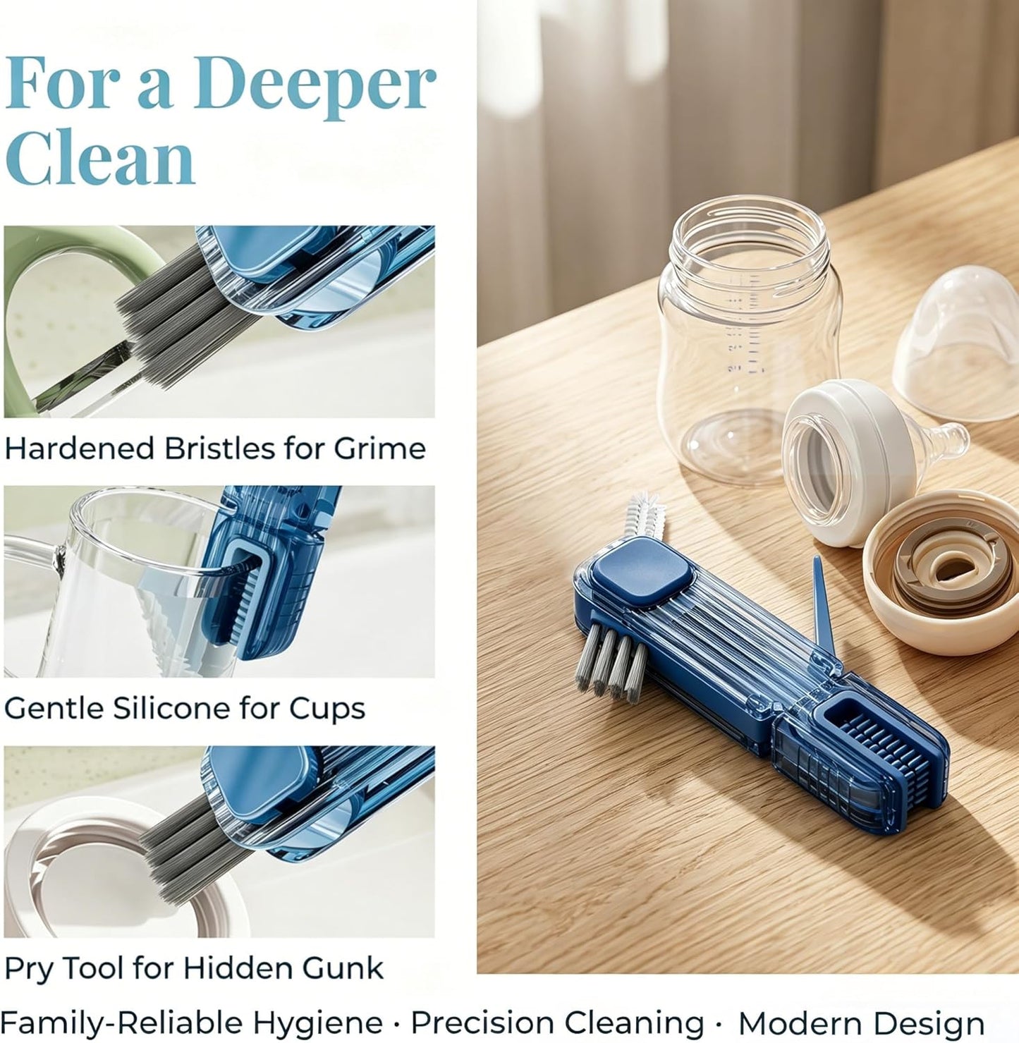 3 in 1 Cup Lid Gap Cleaning Brush Set, Multifunctional Insulation Bottle Cleaning Tools, Mutipurpose Tiny Silicone Cup Holder Cleaner, Home Kitchen Cleaning Tools