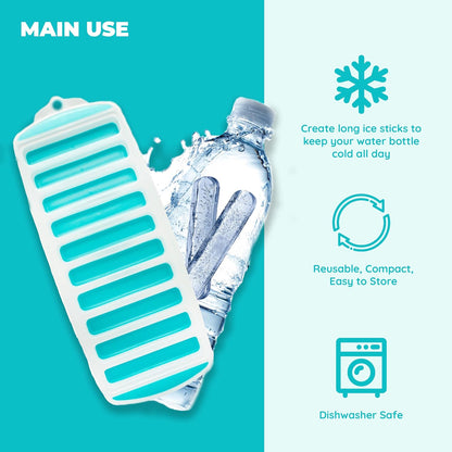 Jacent Resusable Silicone and Plastic Water Bottle Ice Cube Stick Tray, Easy Push & Pop Ice Cubes for Water Sports Bottle: 1 (ONE) Pack Water Bottle Ice Cube Stick Tray