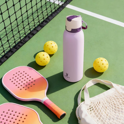 Meoky 24 oz Slim Insulated Water Bottle: Leak Proof Locking Lid, 2-in-1 Straw and Spout, 24 Hours Cold, Top Handle, BPA Free, Stainless Steel Water Bottle for Men Sports Travel Gym, Night