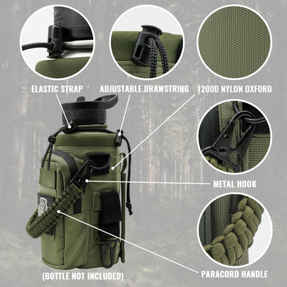 NATURE PIONEOR 32 64 128oz Tactical Water Bottle Pouch, Multi-Function Tactical Water Bottle Bag with Adjustable Shoulder Strap, Half/One Gallon Molle Strap Carrier Holder