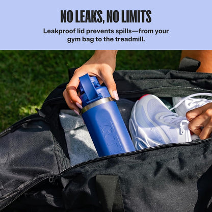 RTIC 24oz Refuel Water Bottle with Workout Protein Shaker, Insulated, Stainless Steel, Metal, Double Wall Vacuum-Insulation, Ceramic Lined, Leak-Proof Chug Lid, Tumbler, Black