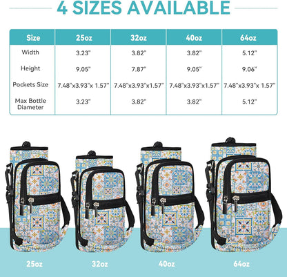 icolor Water Bottle Carrier Bag with Strap 25/32/40 oz Crossbody Bottle Holder with Phone Pocket Sling Sleeve Insulated Neoprene Water Bottle Pouch for Walking Travelling
