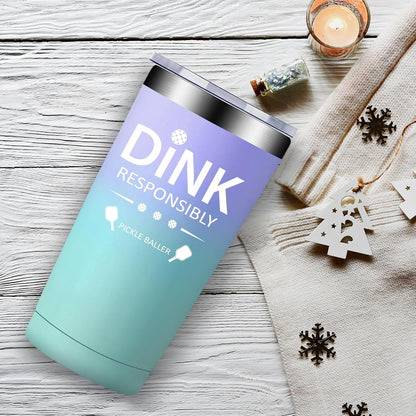 Fufandi Pickleball Gifts for Men Women - Pickle Ball Dink Responsibly - Christmas, Birthday Gifts for Pickleball Lovers Player Coach - Tumbler Cup 20oz
