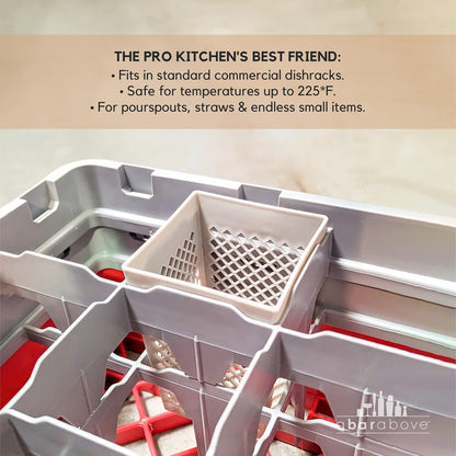 A Bar Above Dishwasher Basket for Reusable Straws and Small Bar Tools, Plastic Straw Basket for Washing Cocktail Picks, Stir Sticks, & Kitchen Accessories, Ideal for Home and Commercial Dishwasher use