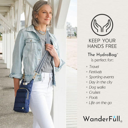 WanderFull Original HydroBag Fits Up to 32 oz Water Bottle Holder with Strap – Hands-Free Crossbody Water Bottle Carrier Bag with Phone Pocket - Colors A