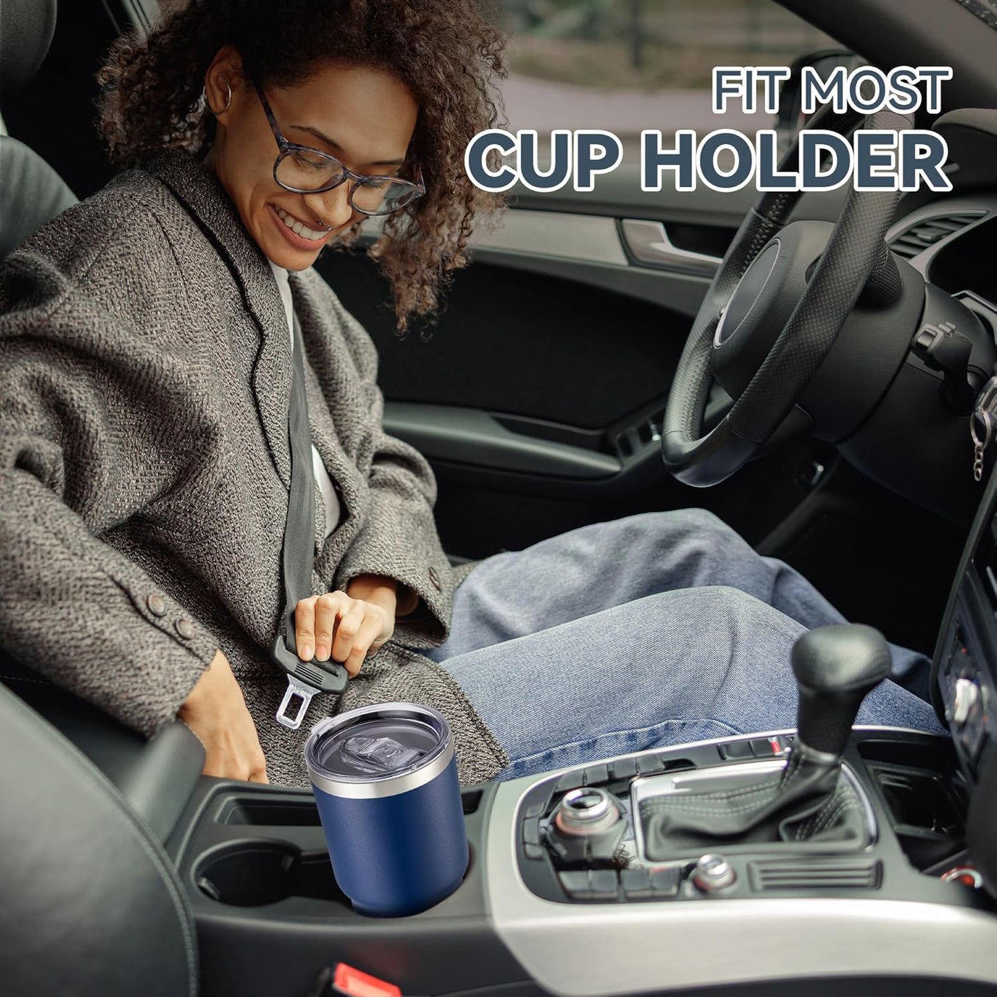 30 oz Tumbler with Lid Stainless Steel Tumblers Vacuum Insulated Cup Reusable Powder Coated Travel Mug Double Wall Leak Proof Portable Cups Keep Cold Drinks for 12 Hours, Stainless, 1 Pack