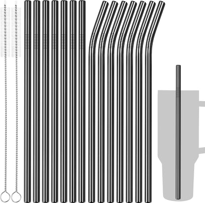 Tomorotec 8PCS 12" Stainless Steel Straws 4 Bent & 4 Straight Fit for 40oz Stanley Tumblers, Reusable Food-Grade Drinking Straws with Brush for Smoothies, Milkshakes, Iced Coffee, Dishwasher Safe