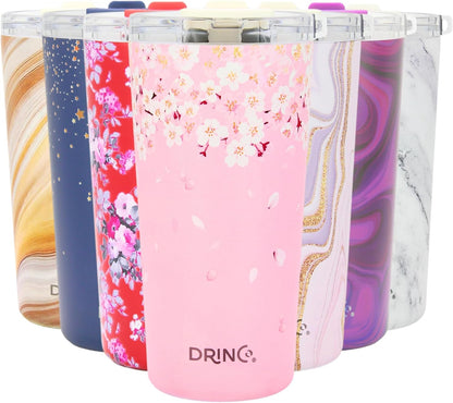 Drinco - 20 oz Stainless Steel Tumbler | Double Walled Vacuum Insulated Mug With Lid, 2 Straws, For Hot & Cold Drinks (20oz Dragonfly)