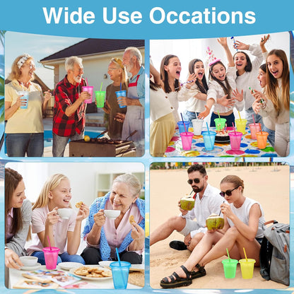 Sieral 30 Pack Cups with Lids and Straws Kids Tumbler with Straw Reusable Water Bottle Iced Coffee Travel Mug Adults Plastic Cups for Parties 16 oz (Candy Colors)
