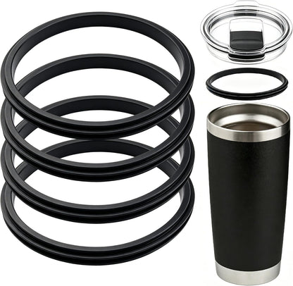 Rubber Seal for Yeti Magslider Lid 20oz 30oz,Silicone Gasket for Yeti Rambler Tumbler 20/30 oz,Leakproof Ring for Rambler Magslider,Rubber O-Ring Black 4pcs