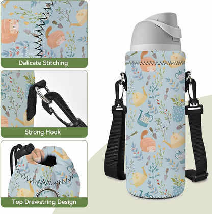 Neoprene 500ML/750ML/1000ML Water Bottle Bag Carrier, Portable Insulated Bottle Sling Holder Case Pouch with Adjustable Shoulder Strap for Men Women Walking Hiking Running