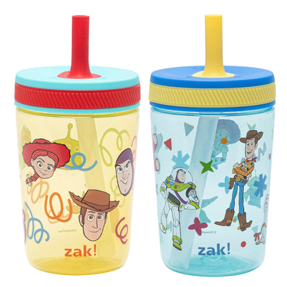 Zak Designs 15oz Bluey Kelso Tumbler Set, Leak-Proof Screw-On Lid with Straw Made of Durable Plastic and Silicone, Perfect Bundle for Kids, 2 Count (Pack of 1) - Colors A