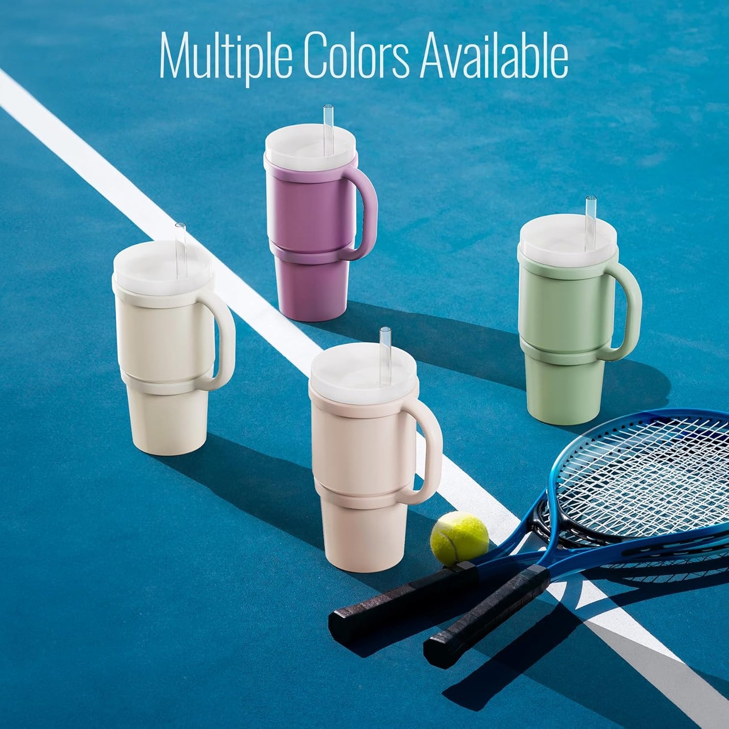NiHome Tumbler Handles Compatible with 20oz Stanley Quencher 20oz YETI Rambler Tumblers, Silicone Tumbler Handles for Home Travel Outdoors Daily Use, BPA-Free and Dishwasher Safe (Cream)