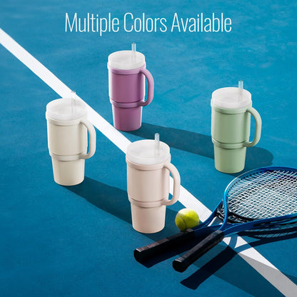 NiHome Tumbler Handles Compatible with 20oz Stanley Quencher 20oz YETI Rambler Tumblers, Silicone Tumbler Handles for Home Travel Outdoors Daily Use, BPA-Free and Dishwasher Safe (Cream)
