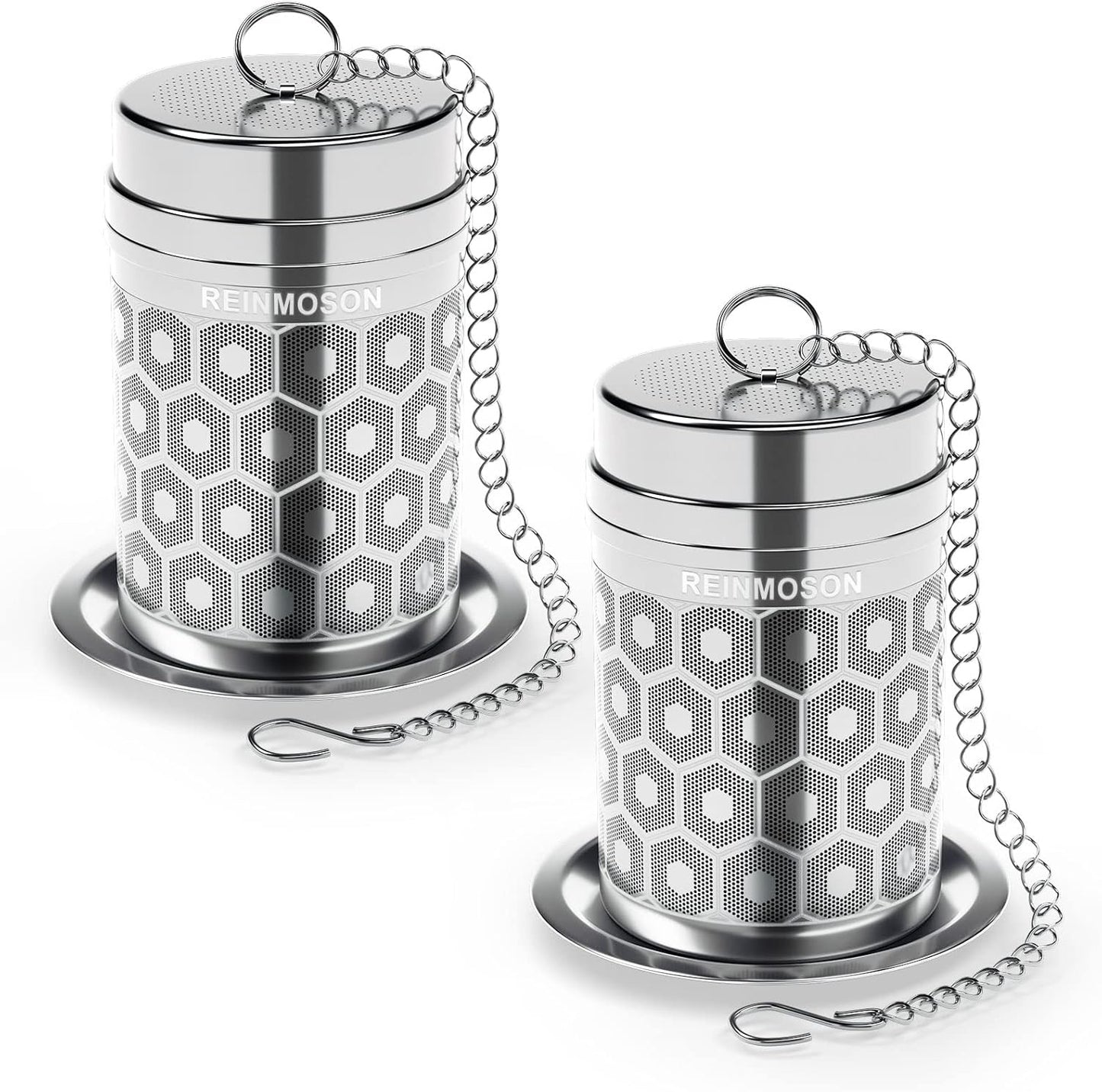 Reinmoson Tea Strainers for Loose Tea, Extra Fine Mesh Tea Infuser, 304 Stainless Steel & Updated Slim Threaded Lid, Loose Leaf Tea Steeper for Black Tea, Rooibos, etc