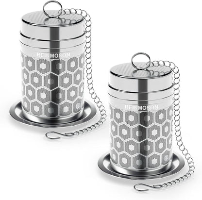 Reinmoson Tea Strainers for Loose Tea, Extra Fine Mesh Tea Infuser, 304 Stainless Steel & Updated Slim Threaded Lid, Loose Leaf Tea Steeper for Black Tea, Rooibos, etc