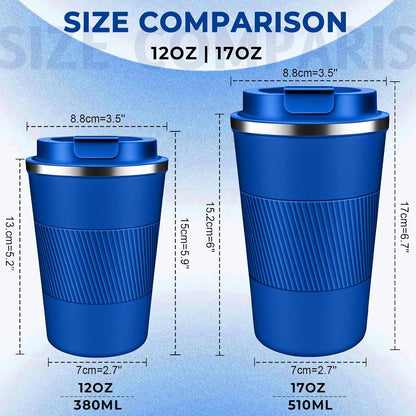 Insulated Coffee Tumbler 12 oz, Stainless Steel Coffee Mug with Lids, Travel Coffee Mug Leak Proof, Double Wall Vacuum Insulated Reusable Coffee Cup, Keep Drinks Hot and Cold (Sky Blue, 12 Ounces)