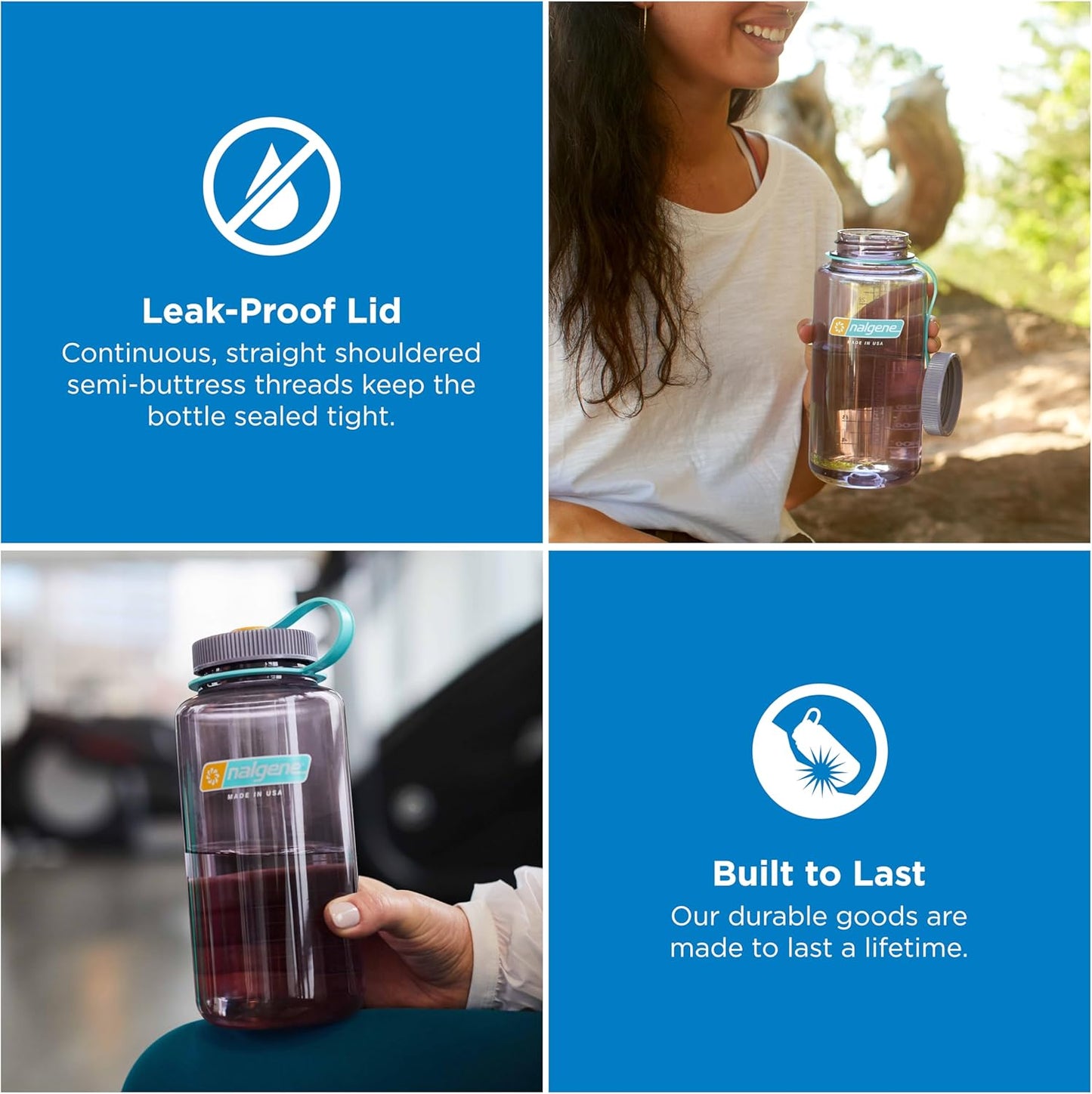 Nalgene 32 oz Wide Mouth Water Bottle | BPA-Free, Durable & Leak Proof, Lightweight Bottle for Hiking & Gym, Work & Travel