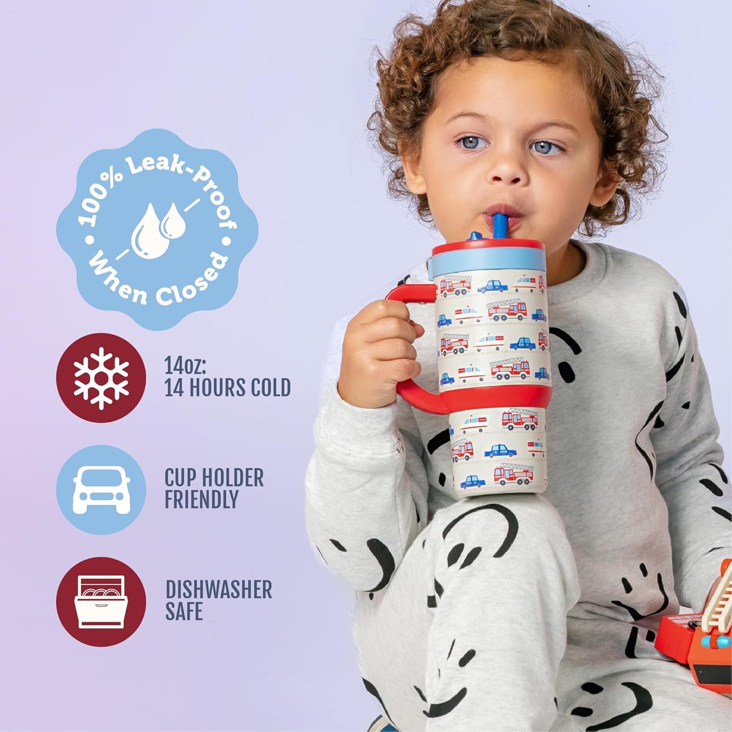 Ello Oasis 18oz Kids Tumbler with Handle & Retracting Straw, 100% Leakproof Reusable Insulated Stainless Steel Cup, Gifts for Teens Girls Boys, Keeps cold for 18 Hours, Cup Holder Friendly, Glacier