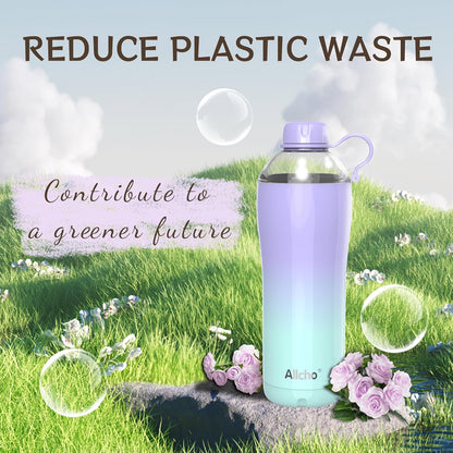 Allcho Insulated Water Bottle for Women, 18oz Stainless Steel Leak Proof Tumbler with 2 Lids, BPA-Free Tritan Chug & Straw Lid, Double Wall Vacuum Flask