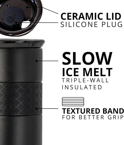 Elemental Artisan Insulated Tumbler, Triple Wall Coffee Travel Mug, Reusable Stainless Steel Coffee Tumbler with Ceramic Lid, Thermal Coffee Cups for Hot (6 Hrs) & Cold (18 Hrs), 16oz - Forest Green