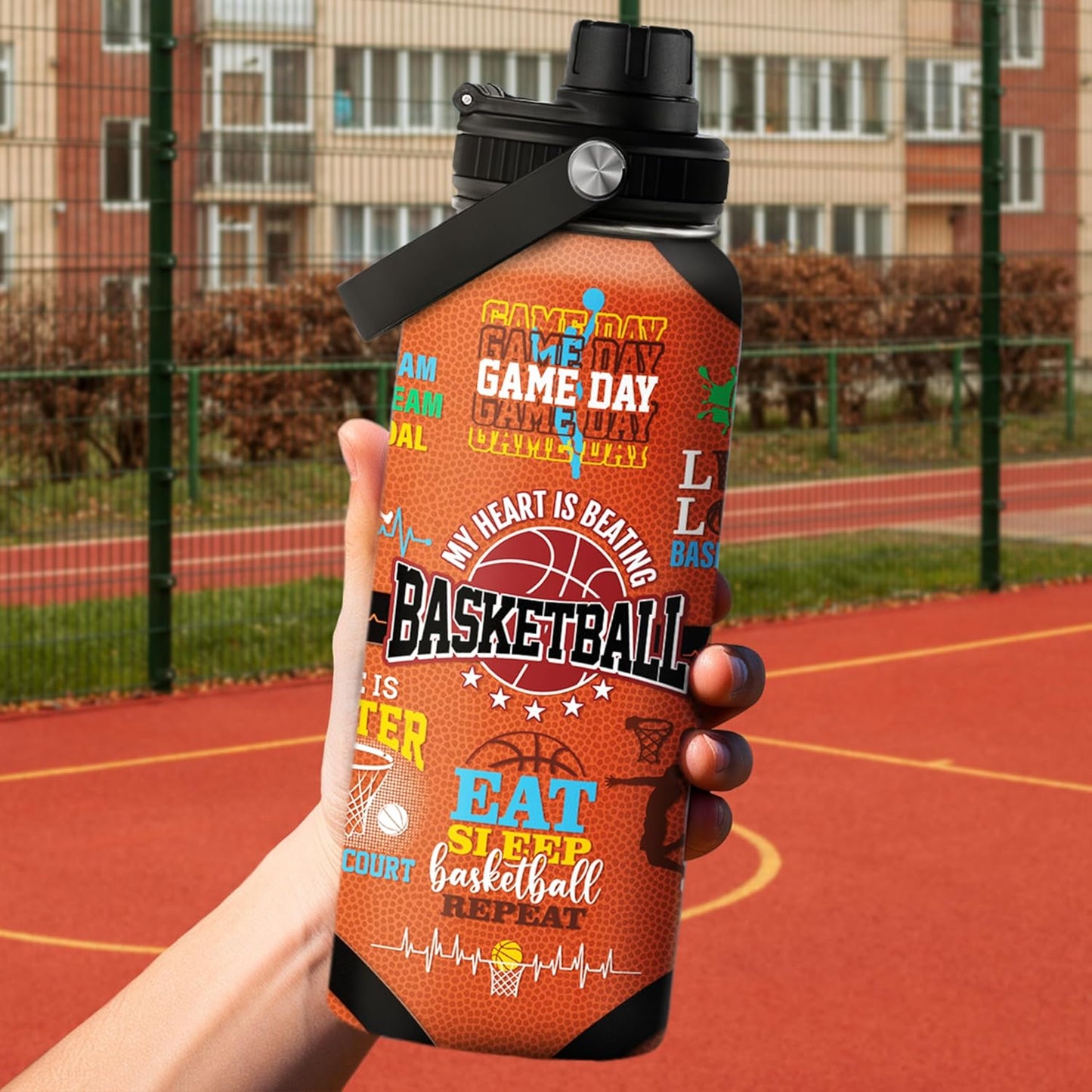 SANDJEST Gym Insulated Engraved Stainless Steel Water Bottle 32oz, Vacuum Chug Lid Travel Tumbler For Men Friends Dad Gymer Trainer, Gym Mode on, Birthday Christmas Father's Day