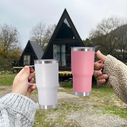 20 oz Tumbler with Handle and Lid, Stainless Steel Tumbler Insulated Travel Coffee Mug, Spill Proof Double Wall Vacuum Tumbler Cup Keep Drink Hot & Cold,White, 1 Pack