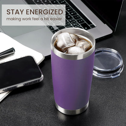 MEWAY 20oz Tumbler Cup Double Wall Vacuum Insulated Travel Mug Bulk, Stainless Steel Tumblers with Lid and Straw, Durable Powder Coated Coffee Cups for Cold & Hot Drinks (Navy, 1)