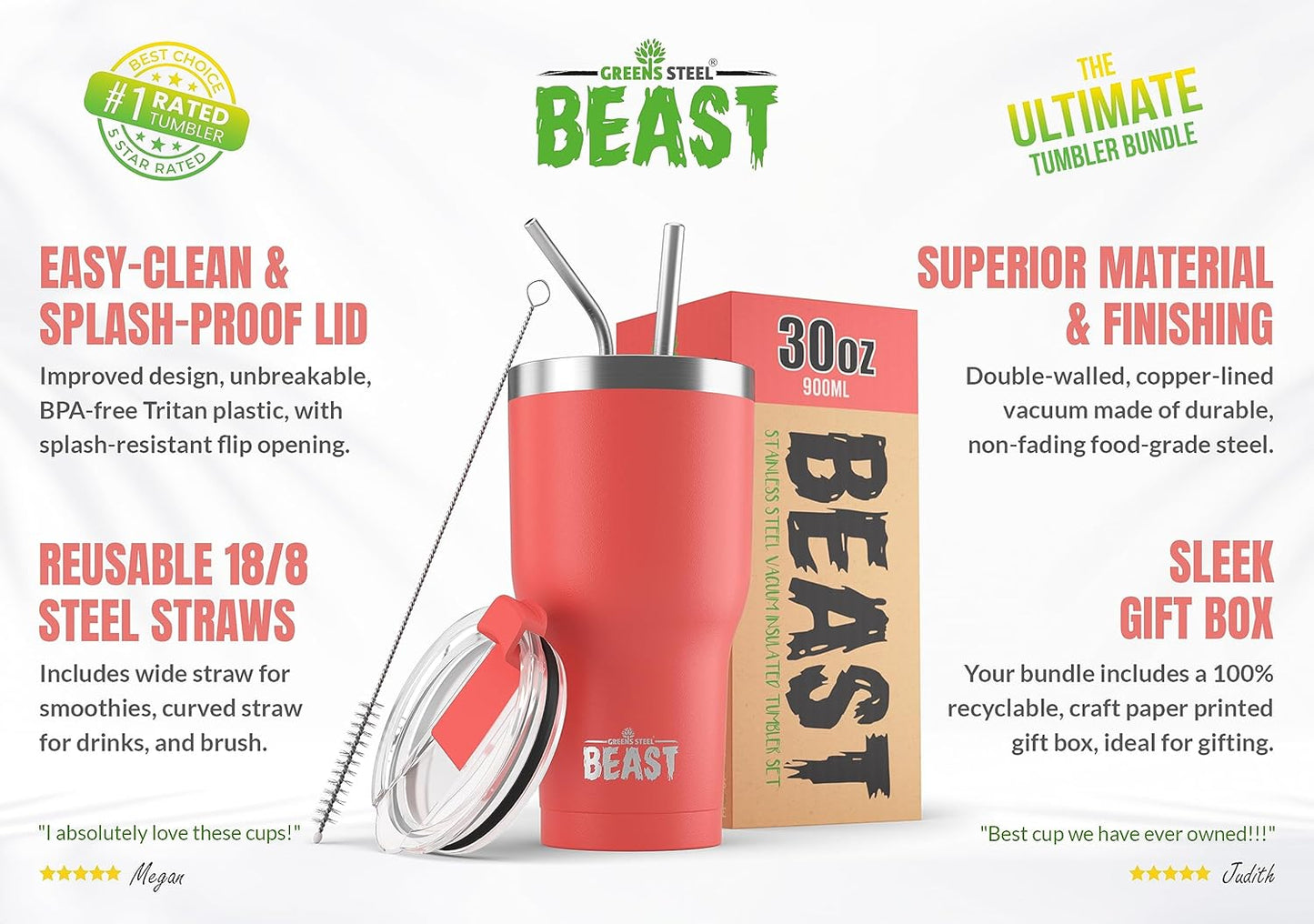 Beast 10 oz Tumbler Stainless Steel Vacuum Insulated Coffee Ice Cup Double Wall Travel Flask (Arctic White)