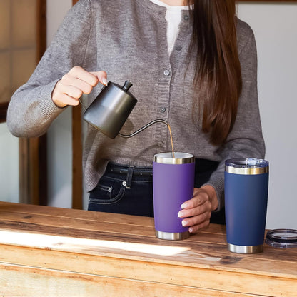 MEWAY 20oz Tumbler Cup Double Wall Vacuum Insulated Travel Mug Bulk, Stainless Steel Tumblers with Lid and Straw, Durable Powder Coated Coffee Cups for Cold & Hot Drinks (Navy, 1)