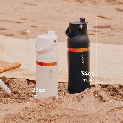 LARQ Swig Top — Insulated Stainless Steel Water Bottle with Straw, Detachable Silicone Handle, Vacuum 24h Cold, BPA-Free Metal Bottle for Gym, Travel, Office, Wide Mouth for Ice — 23 oz, Mojave Dune