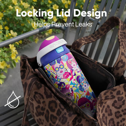 ENCOOL Leakproof Insulated Water Bottle with Straw Dual-Sip Water Bottle Bag-Safe Design for Work, Commute & Gym – Keeps Drinks Cold All Day, 24 oz, Lemonade Pink - Colors B