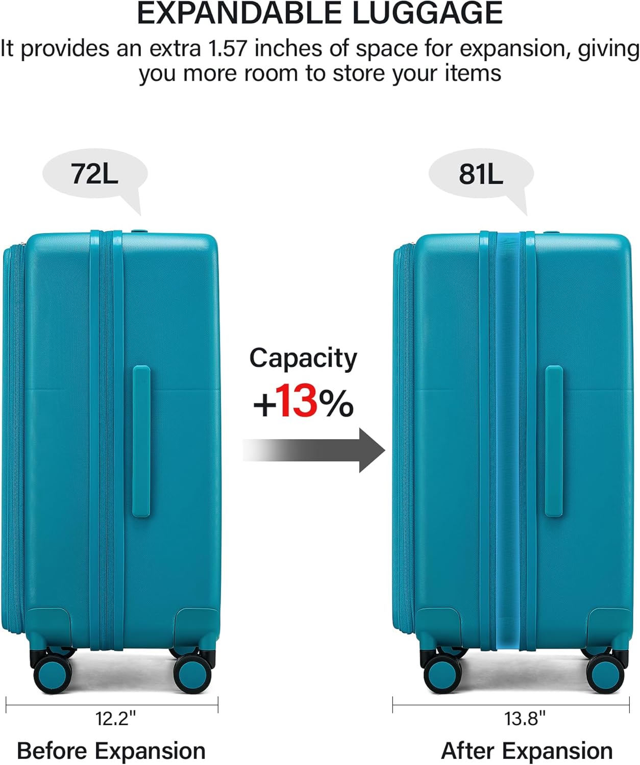 Hanke 20 Inch Expandable Carry On Luggage with Cup Holder 22x14x9 Airline Approved, Top Opening Hard Shell Suitcases with Wheels, Carry-On Travel Suitcase Trunk Luggage with Lock, Smoke White