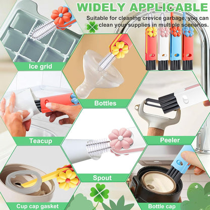 3 in 1 Cup Lid Cleaning Brush, Portable Water Bottle Brush, Multifunctional Bottle Cleaner Brush Set for Tight Spaces, Bottle Gaps, Tumblers, Travel Mug Caps(3 PCS)