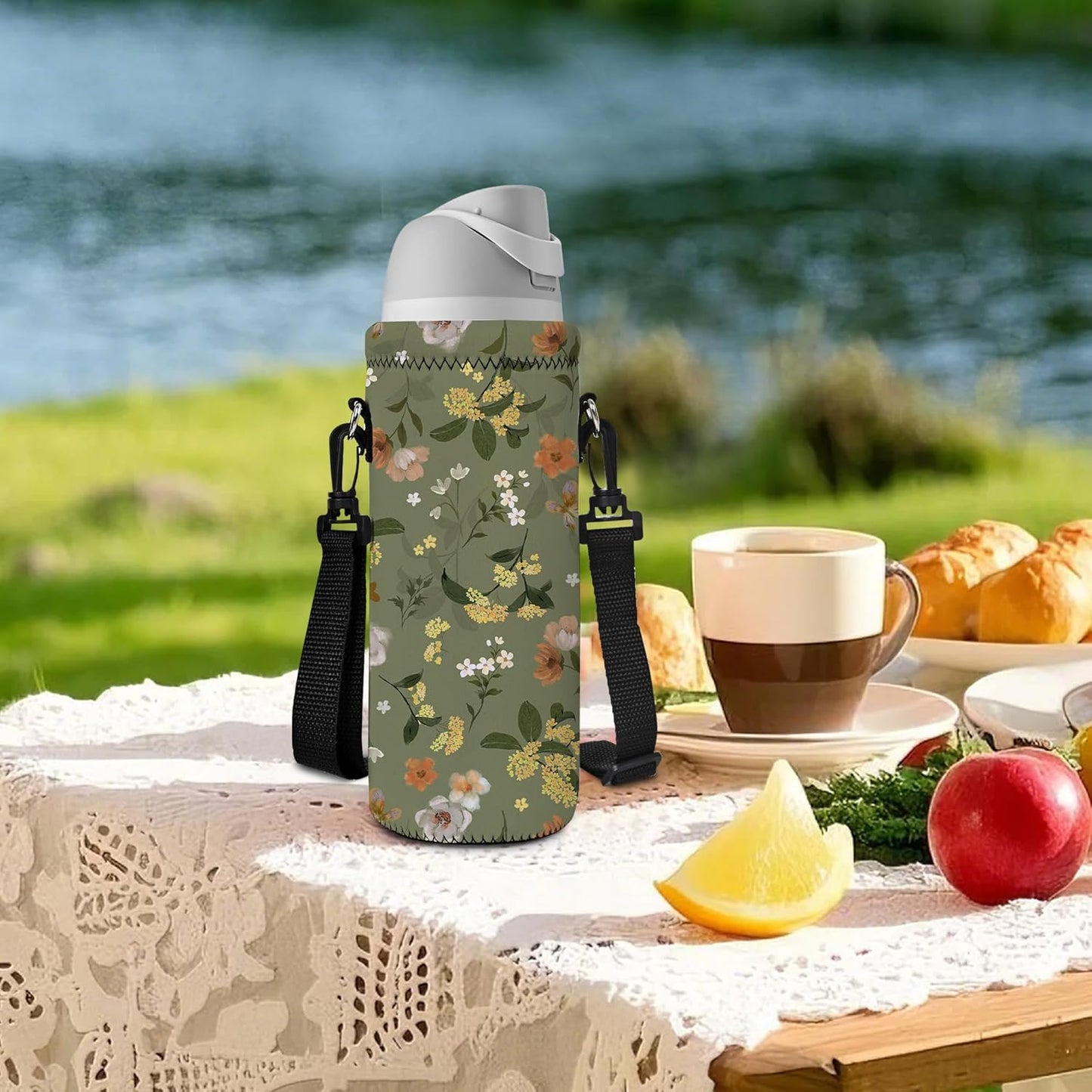 Neoprene 500ML/750ML/1000ML Water Bottle Bag Carrier, Portable Insulated Bottle Sling Holder Case Pouch with Adjustable Shoulder Strap for Men Women Walking Hiking Running
