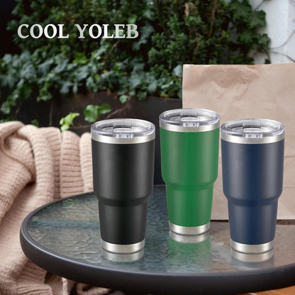 30 oz Tumbler with Lid Stainless Steel Tumblers Vacuum Insulated Cup Reusable Powder Coated Travel Mug Double Wall Leak Proof Portable Cups Keep Cold Drinks for 12 Hours, Stainless, 1 Pack