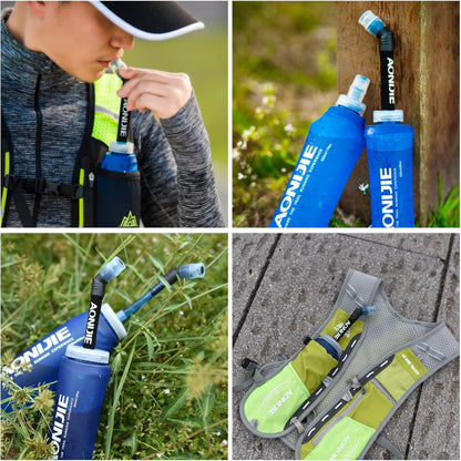 TRIWONDER Handheld Water Bottle for Running, Quick Grip Chill 17 oz Handheld Soft Water Bottle with Hand Strap Hydration Pack, BPA Sport Soft Flask (Blue)