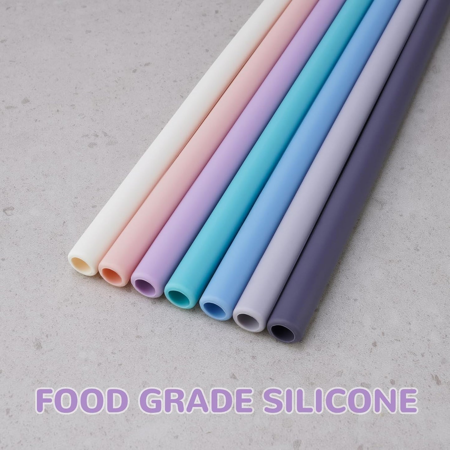 Tomorotec 15PCS Reusable Silicone Drinking Straws w/ 2 Brushes, Fit for Stanley Tumbler 40oz 30oz 20oz, 12" Long Customizable for Various Drinkware, Dishwasher Safe, BPA-Free, Safe for Teeth (Macaron)