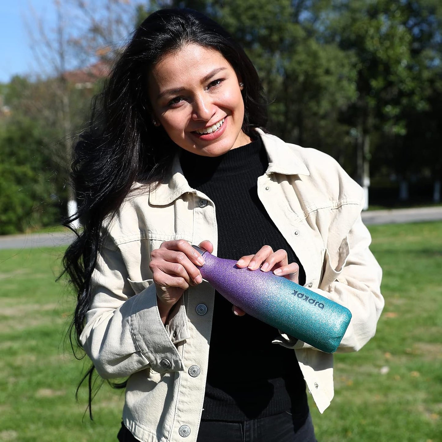 BJPKPK Insulated Water Bottle 12oz Small Stainless Steel Water Bottles Reusable Metal Thermal Keep Cold and Hot,Dreamy Purple - Colors A