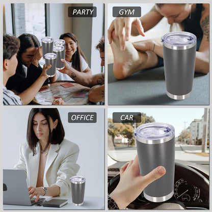 AIANJI 20oz Tumbler Bulk Stainless Steel Tumblers with Lid Vacuum Insulated Double Wall Travel Coffee Mug Powder Coated Tumbler Cup for Hot and Cold Drinks(Stainless Steel, 1 pack)
