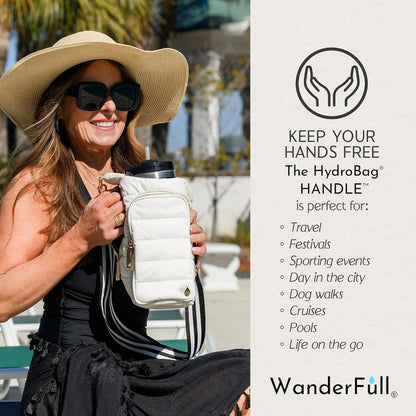 WanderFull Original HydroBag Handle® Zipper Slot for Handle, Hands-Free Crossbody Water Bottle Holder & Tumbler Accessories