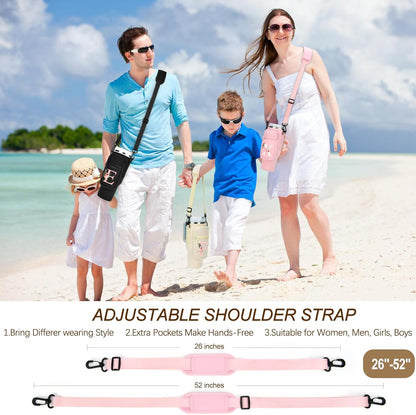 Initial Water Bottle Holder with Strap for Stanley Cup Accessories 40 oz/Simple Modern Tumbler, Birthdays for Women Girls, Water Bottle Carrier Bag with Phone Pocket,Hiking Walking Gym Camping