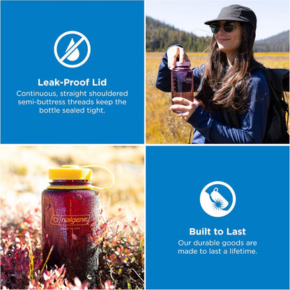 Nalgene 32 oz Wide Mouth Water Bottle | BPA-Free, Durable & Leak Proof, Lightweight Bottle for Hiking & Gym, Work & Travel