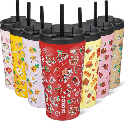 BJPKPK 22oz Insulated Tumbler With lid And Straw Stainless Steel Tumblers Travel Coffee Mug Reusable Thermal Cup,Sky
