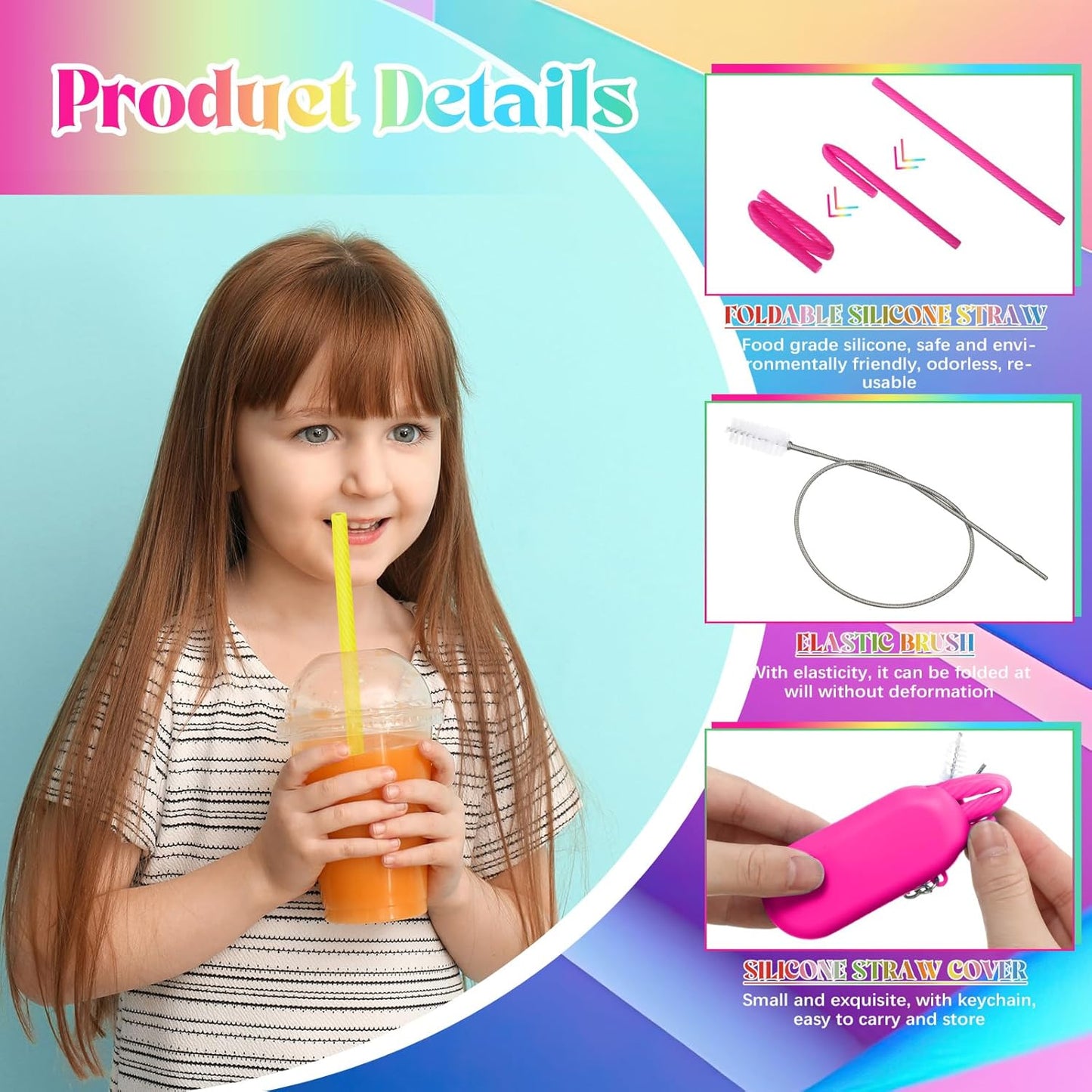 Meanplan 4 Sets Cruise Ship Essentials,4 Set Silicone Straws with Case Reusable Silicone Portable Drinking Straw Set for Party Travel Cold or Hot with 4 Carry Case, 4 Cleaning Brushes (Classic Color)