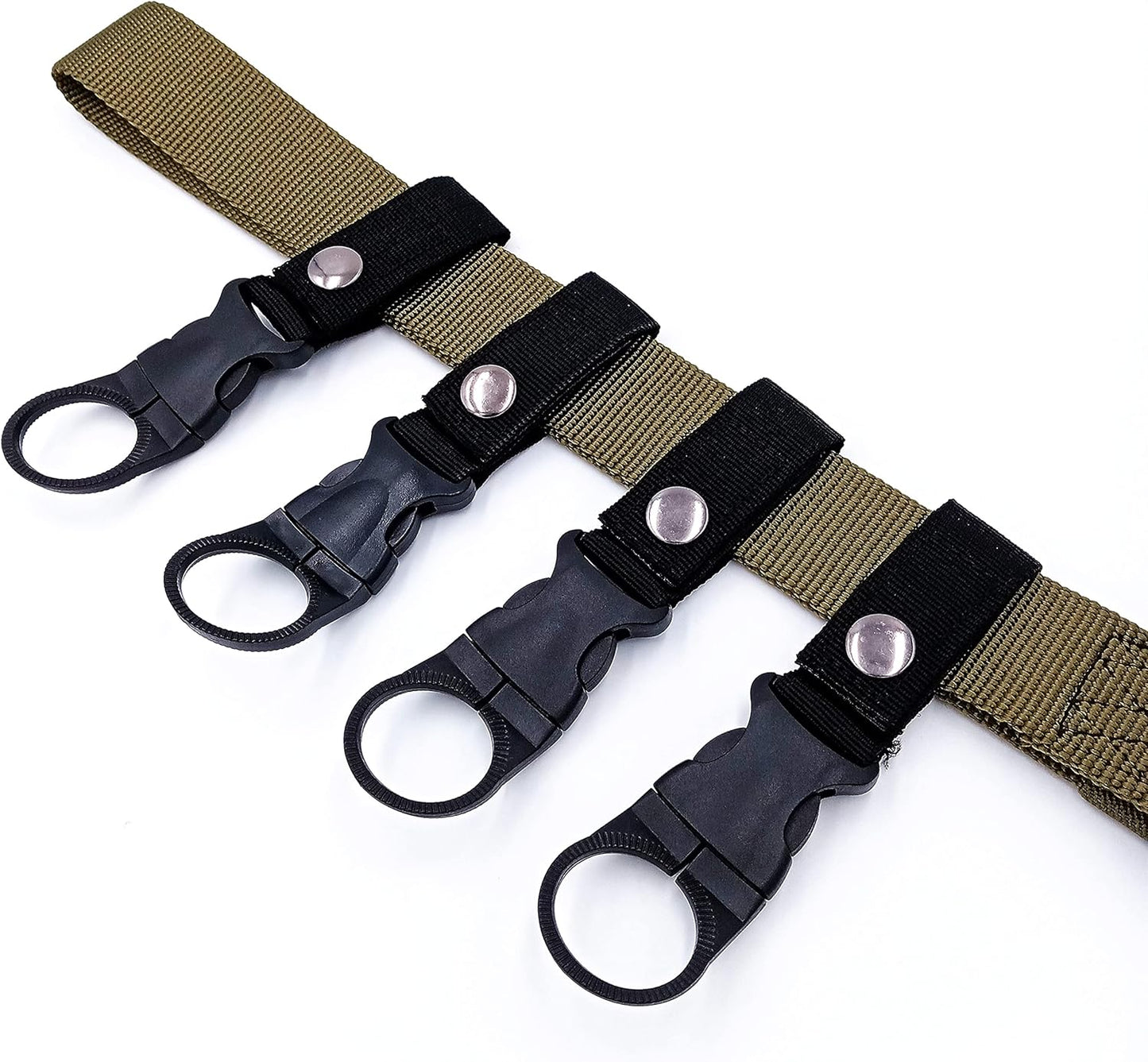 4PCS Bottle Clip Hanging Portable Water Bottle Ring Holder Keychain Mineral Water Bottle Clip for Backpack Belt Nylon Webbing Strap for Outdoor Tactical Camping Hiking