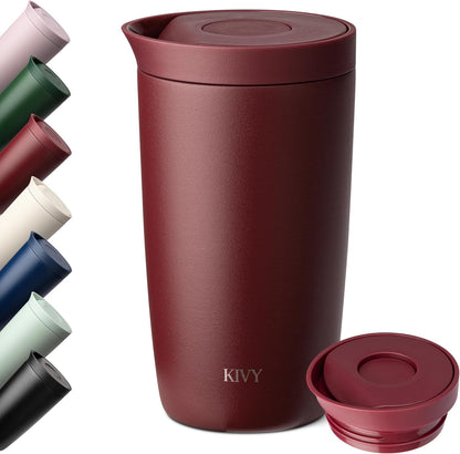 KIVY Travel Coffee Mug Tumbler [24h Cold | 6h Hot] Insulated Coffee Tumbler Stainless Steel - Leak Proof Coffee Travel Mug - 12oz Insulated cup to go for hot & cold drinks - Cups for Women & Men