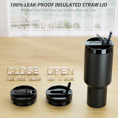 2 Pack 40 oz Flip Straw Lid for STANLEY Quencher ProTour and H2.0 FlowState Tumbler(Only for STANLEY Tumbler), Leakproof Lid, No Spill & Easy to Use Reusable Cover (Passion Pink)